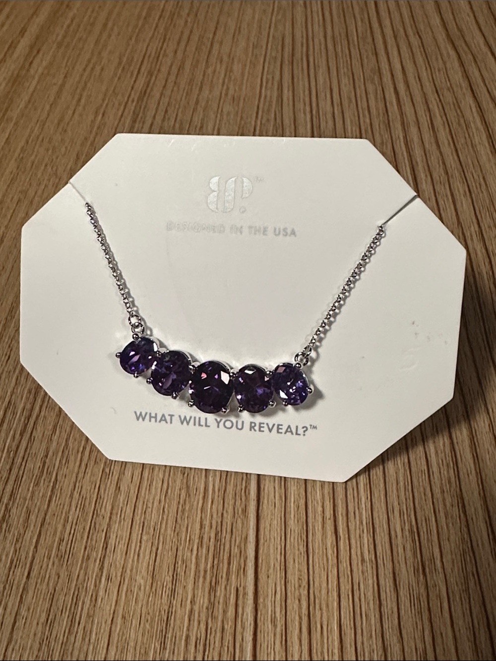 bp Silver-Tone Necklace with Purple Topaz Cubic Zirconia